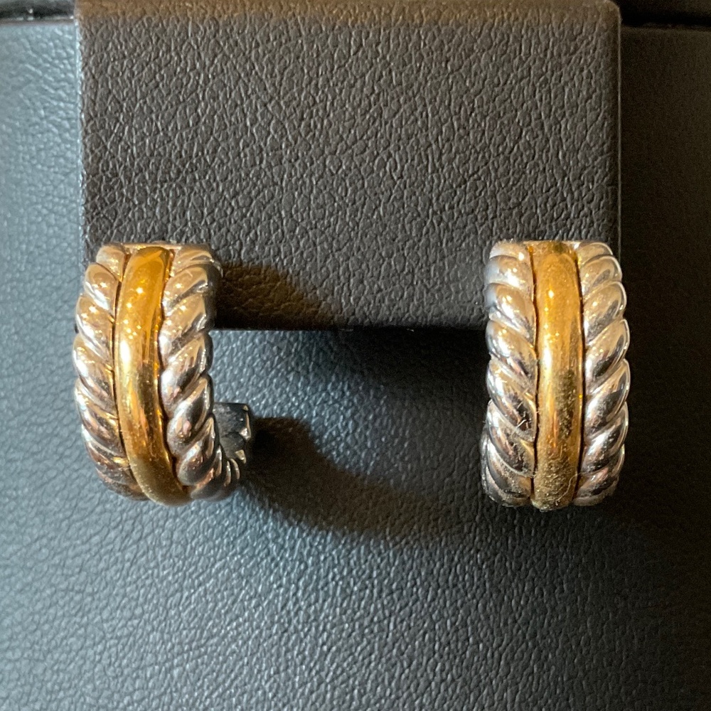 Braided Goldtone and Silvertone Hoop Earrings